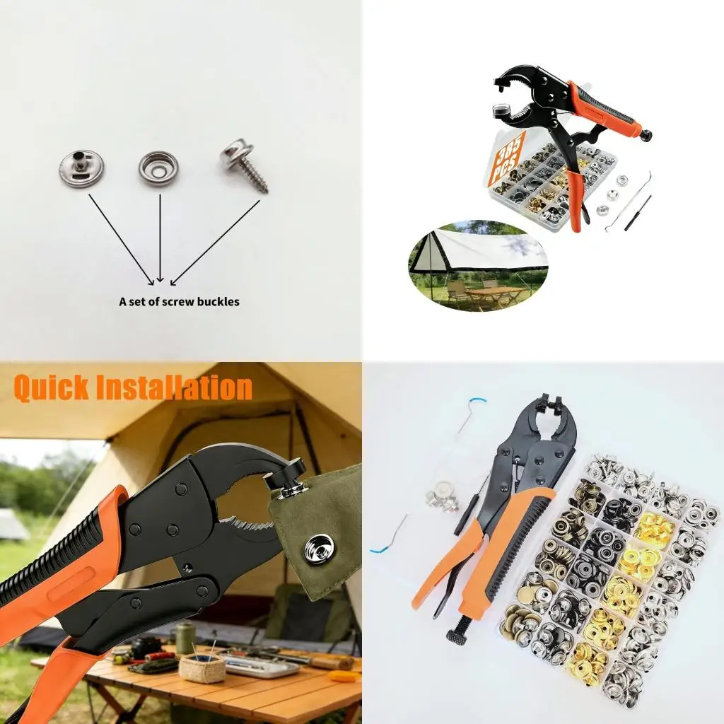 385Pcs Snaps Fastener Installation Kits Stainless Steel Snaps Button With Pliers high quality