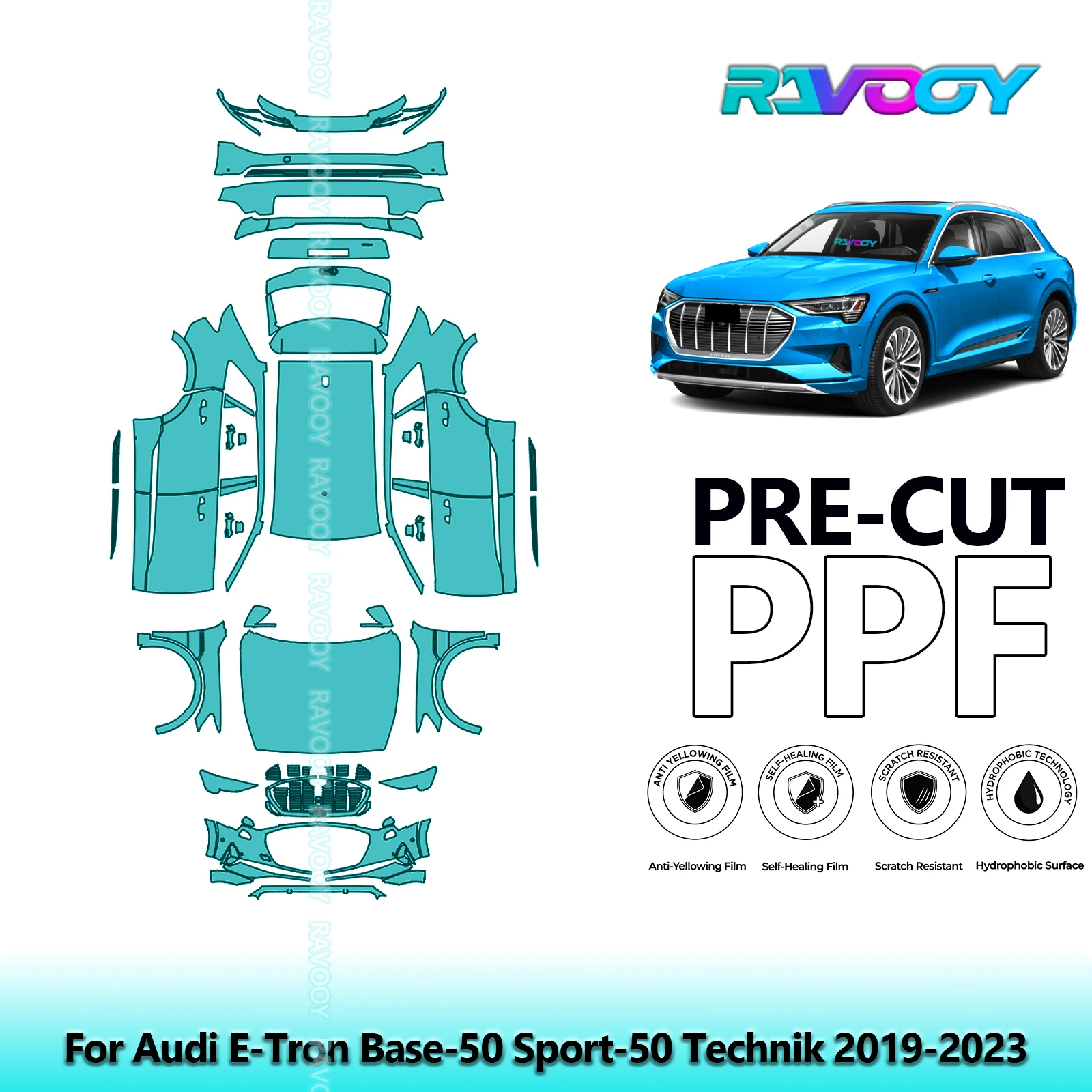 

Full Vehicle Clear Bra Precut PPF Paint Protection Film For Audi E-Tron Base-50 Sport-50 Technik 2019-2023