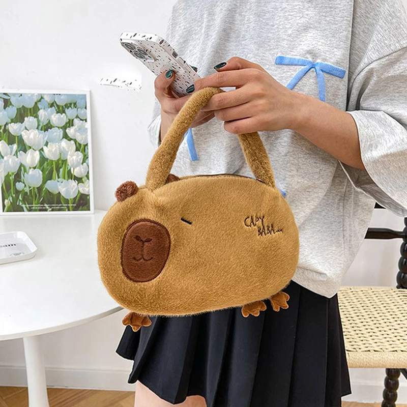 New Plush Backpack Capybara Handheld Bucket Bag Handbag Capybara Soft Doll School Bag Birthday Christmas Kids Gifts