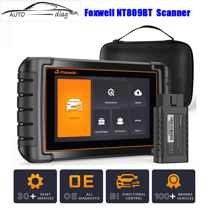 

FOXWELL NT809BT OBD2 Bluetooth Scanner for Car Diagnostic Tool Bi-Directional Full System Oil SRS EPB TPMS IMMO Injector Coding