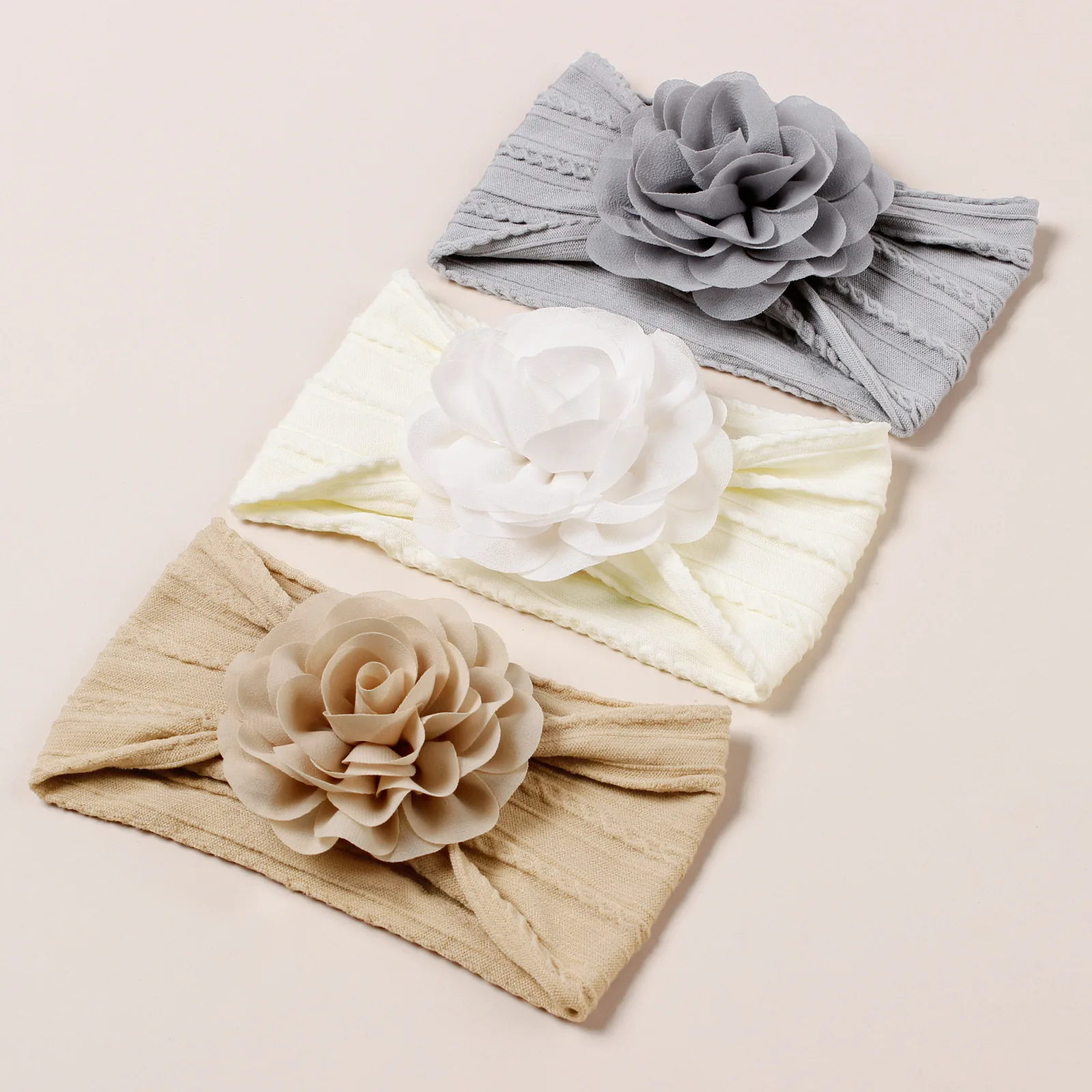 3/5pcs Baby Soft Stretchy Jacquard Nylon Headband Girls Simulation Flowers Hair Accessories For Photograph Decor