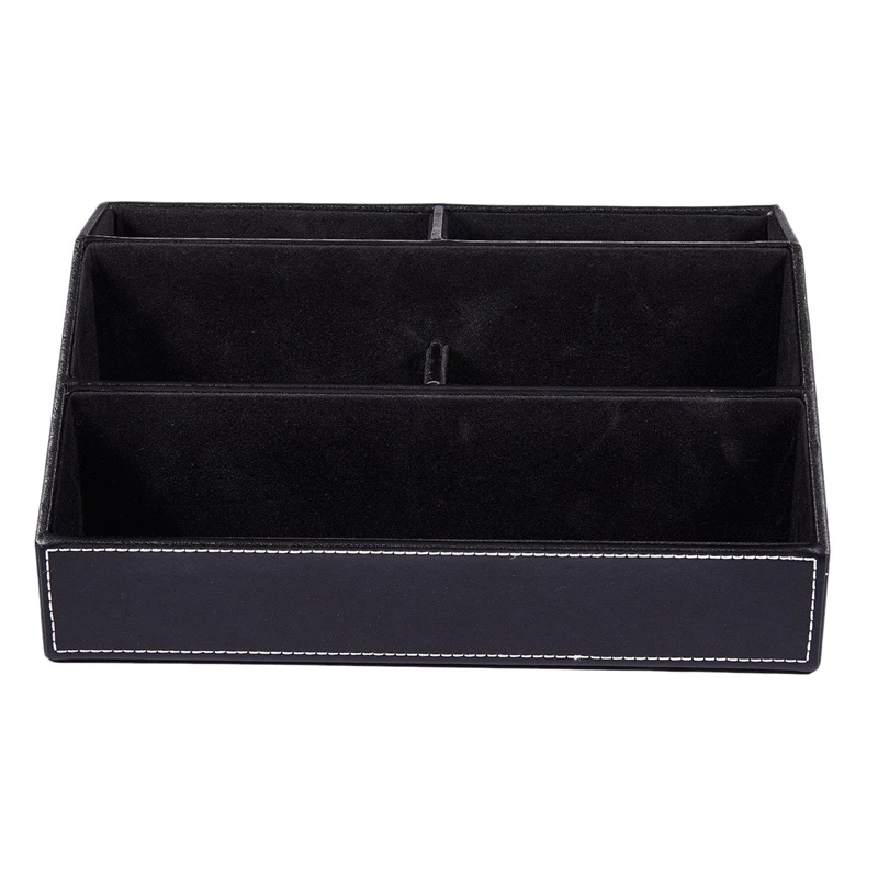 2 قطعة أسود بولي Leather جلد متعدد الوظائف مكتب منظم قرطاسية صندوق تخزين ، قلم/قلم رصاص ، هاتف محمول ، بطاقات اسم العمل: 1 قطعة ث