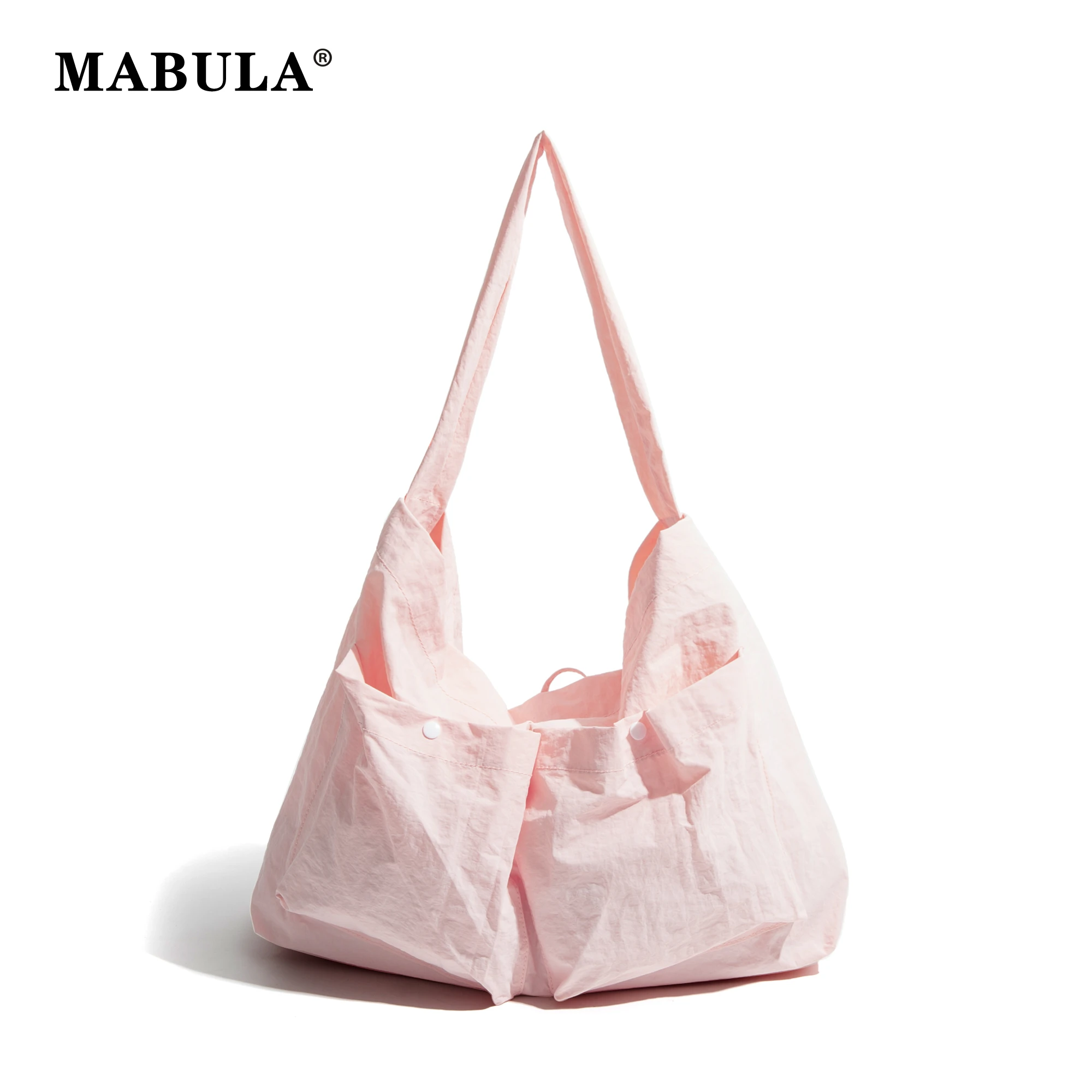 

MABULA Reusable Big Women's Pink Multipocket Shoulder Bag Casual Lightweight Grocery Shopping Handbag Simple Work Tote Purse