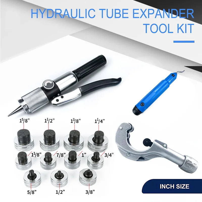 Professional Hydraulic Tube Expander Tool Kit with Pipe Expander Heads Deburring Tool And Pipe Cutter for Copper Tube Refrigerat