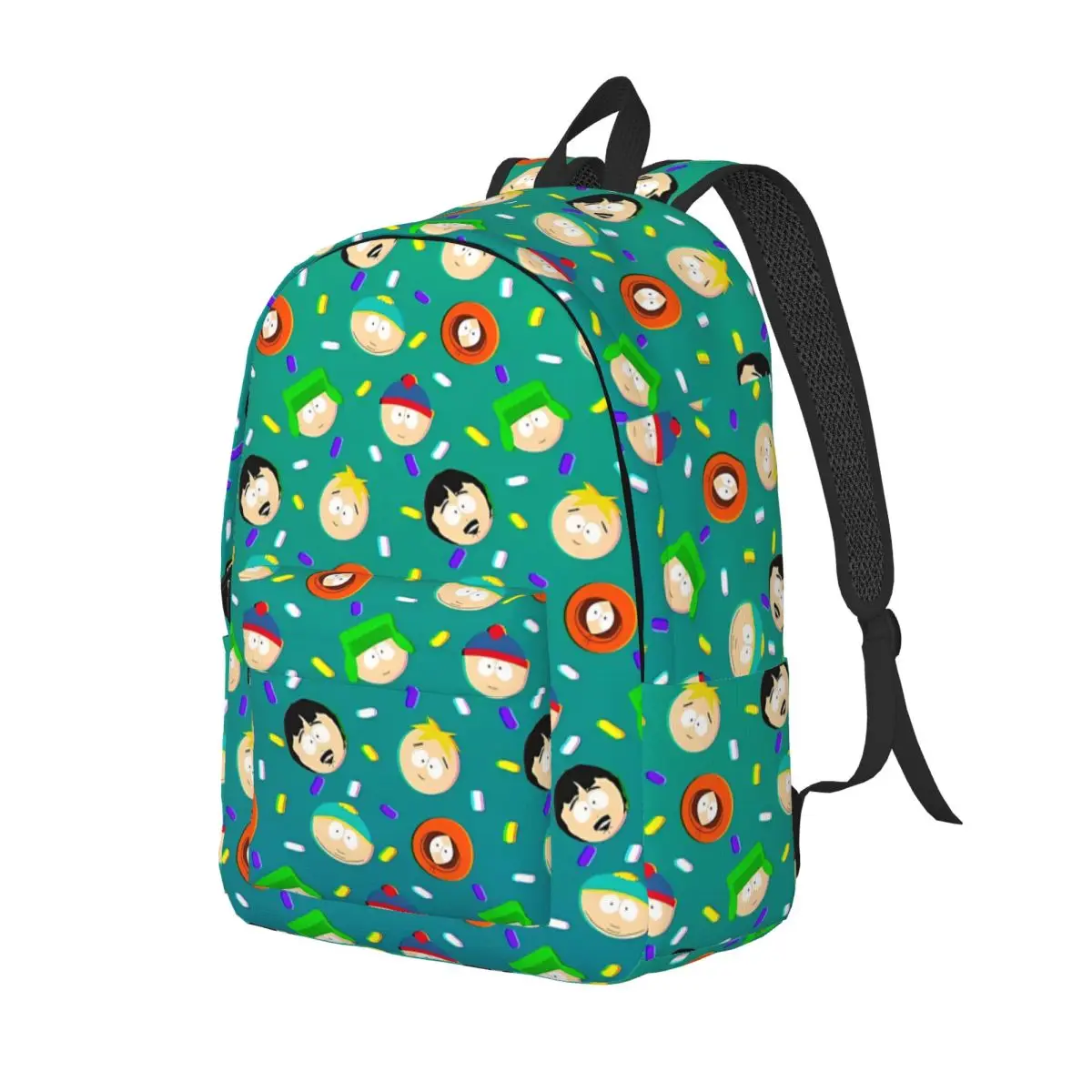 Souths Cartoon Parks Pattern Classical Backpack with Pocket Student Hiking Travel Daypack Men Women Laptop Computer Canvas Bags