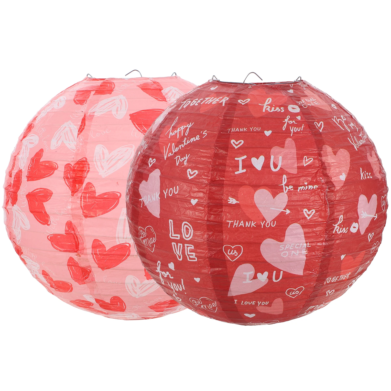 

2 pcs Valentine'S Day Heart Lantern Hanging Paper Decorative Party Lanterns For Wedding Theme Light Weight Portable