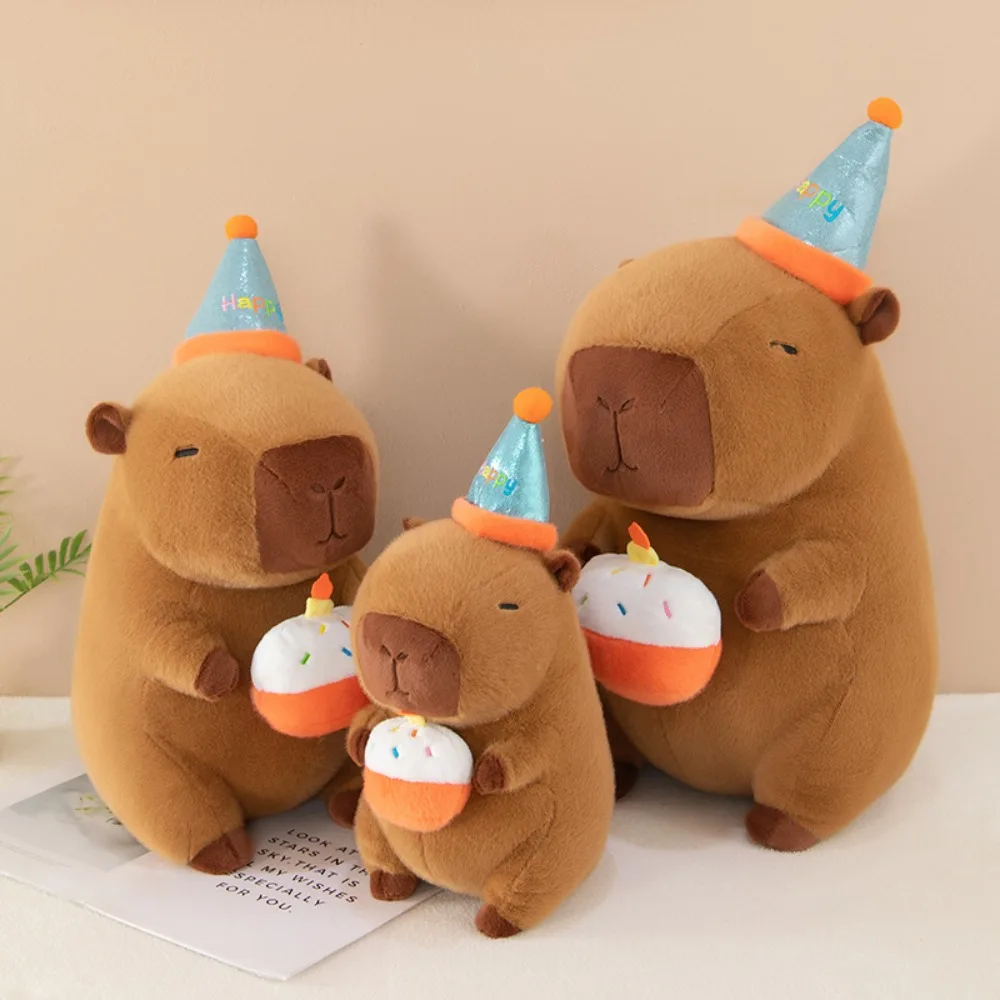 

Kawaii День Рождения Капибара Плюшевая Кукла Торт Носить Цилиндр Капибара Плюшевая Игрушка Мягкая Пушистая Капибара Пушистая Кукла Домашний Декор