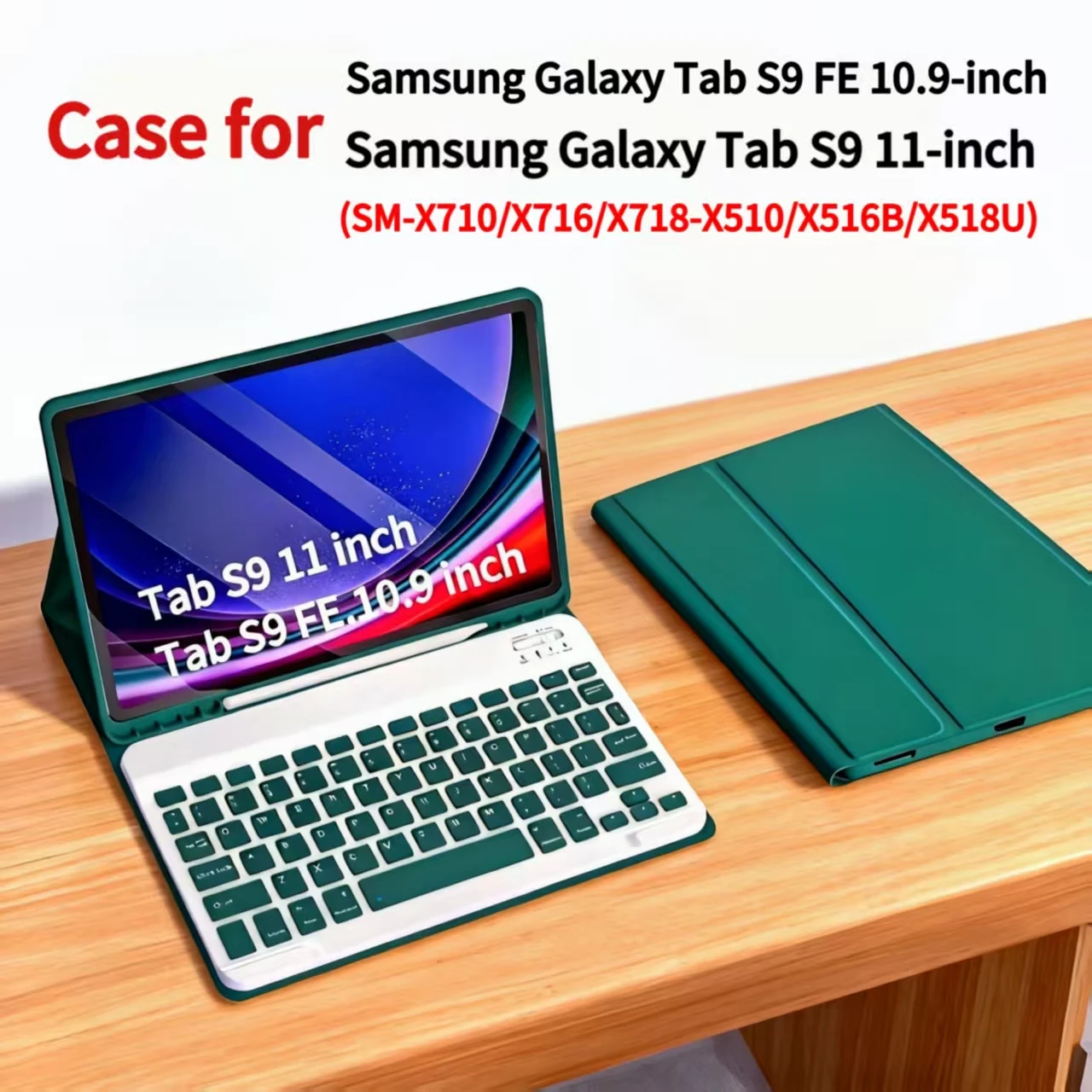 

Чехол для Samsung Galaxy Tab S9 FE 10,9 дюйма, 2023, съемный чехол с Bluetooth-клавиатурой для Samsung Tab S9, 11 дюймов SM-X710/X716/X718