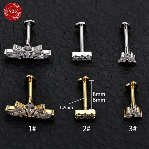 1Piece Piercing 925 Sterling Silver Small Stud Earrings for Women Trend Ear Cartilage Fine Jewelry New Earring 2023 Gifts