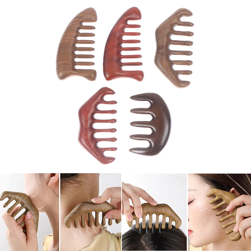 

Hair Massage Comb 5/8 Teeth Natural Ebony Comb Head Meridian Massage Tool Handmade Anti Static Comb For Massage & Scraping