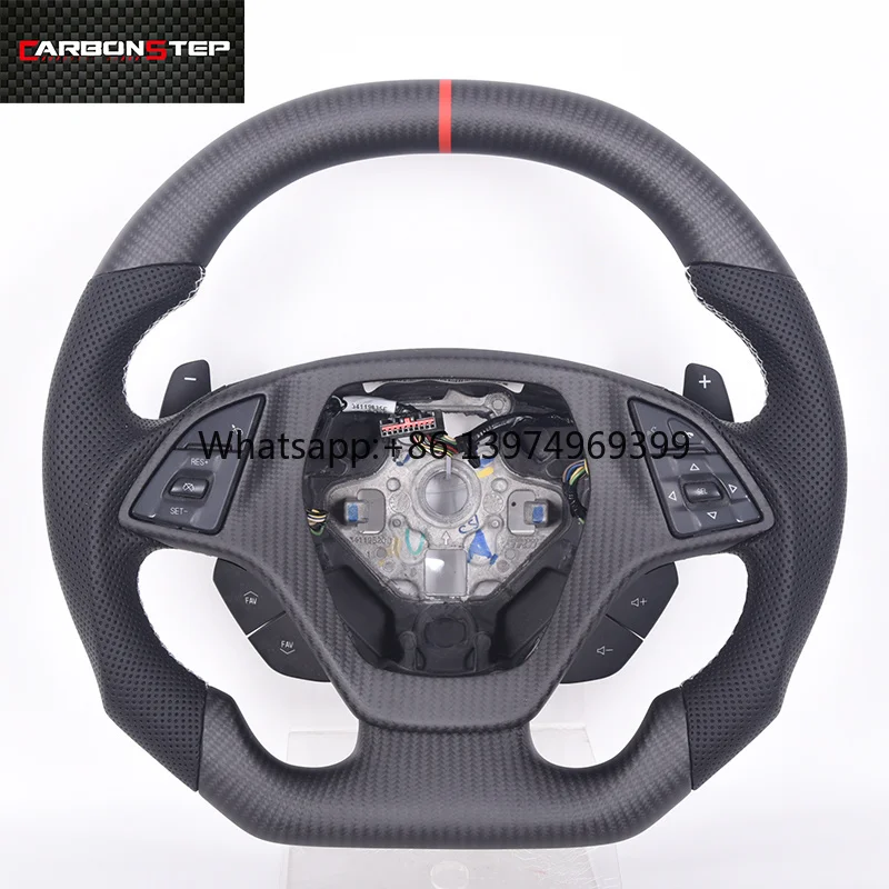 Custom Alcantar Carbon Fiber LED Steering Wheel for Corvette Camaro Racing Wheel Convertible