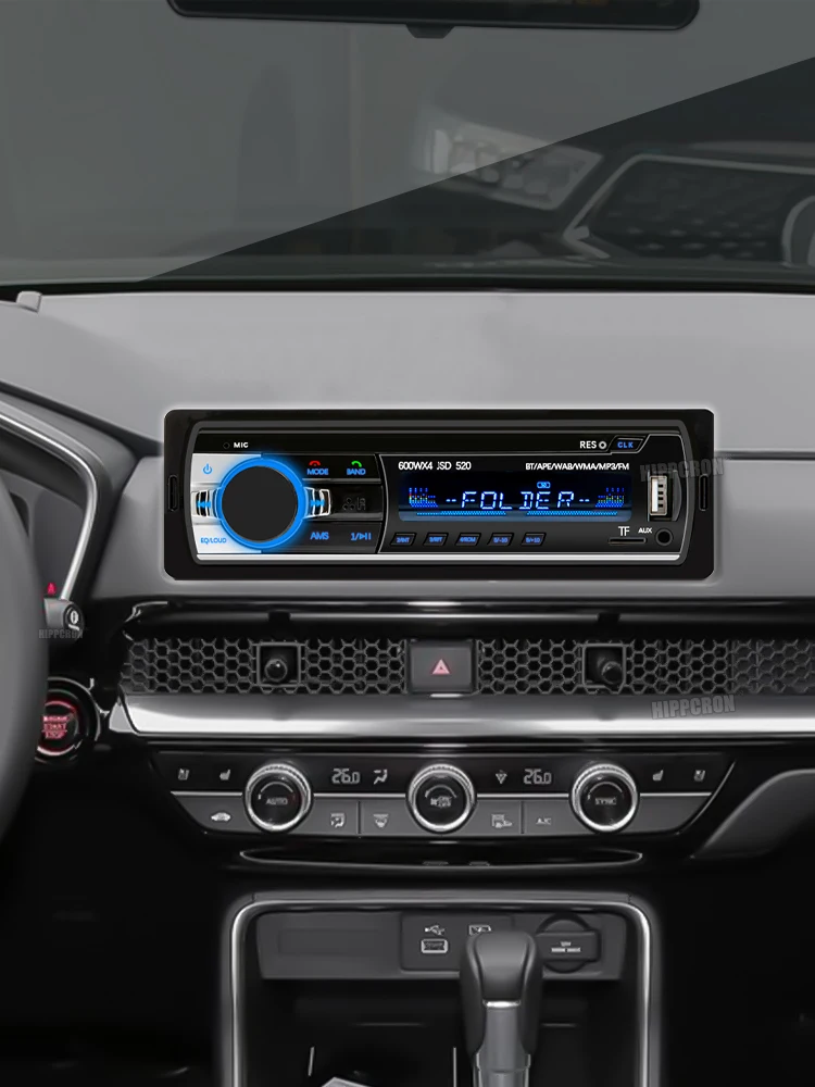 Radio samochodowe Hippcron 1din Stereo Multimedialny odtwarzacz MP3 Cyfrowy Bluetooth FM Audio Muzyka USB Z wejściem AUX w desce rozdzielczej — zdjęcie 2