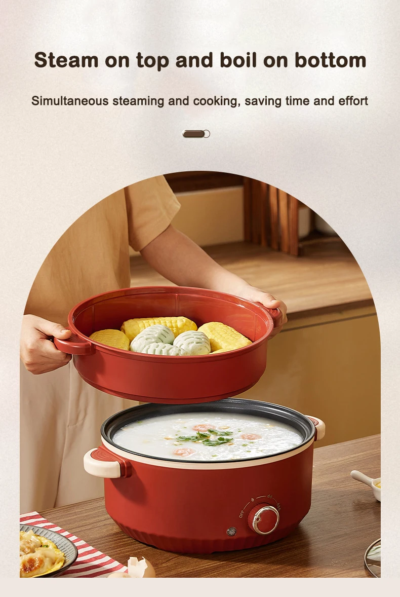 Description Picture 4 of itemDMWD Multifunctional Electric Cooking Boiling Pot 3L Hot Pot Noodles Soup Pot Non-stick Rice Cooker Fast Heating Food Steamer