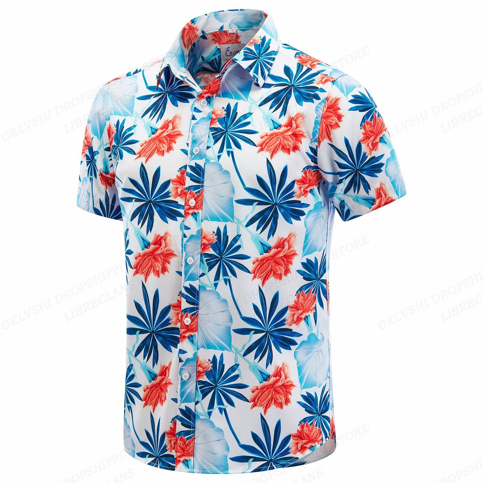 Chemise Hawaïenne Florale à Motif Feuille Tropicale, Chemises Imprimées en 3D, Mode Homme Femme, Blouse Oversize, Chemise de Plage à Col Revers pour Homme