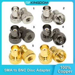 Adaptadores BNC SMA (Q9) hembra a SMA macho hembra, adaptador de disco, conector RF niquelado, dorado, plateado, negro