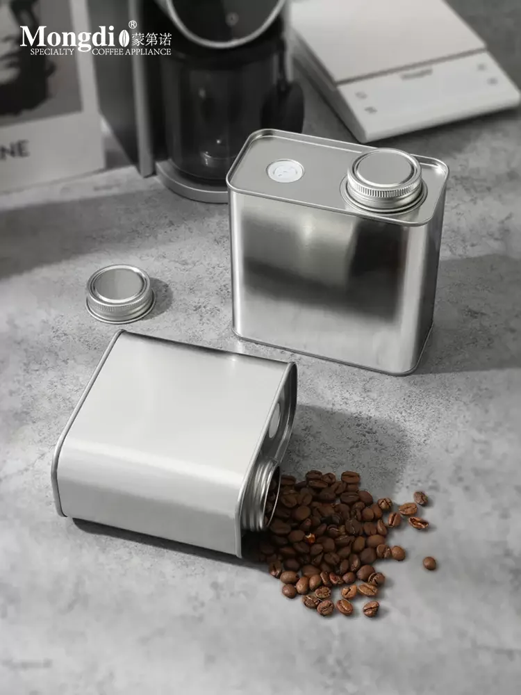 Coffee Bean Tin Can, Beans Container, Jar Tinplate coffee Canister, Small Food Storage for Ground Coffee, Tea, Beans, Spices