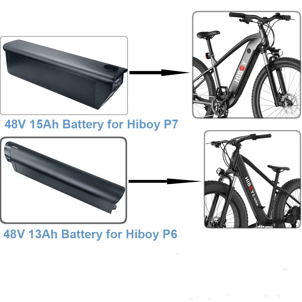 

Hiboy P6 P7 Electric Fat Tire Bike Battery 48V 13Ah 14Ah Removable Ebike Lithium Battery with charger