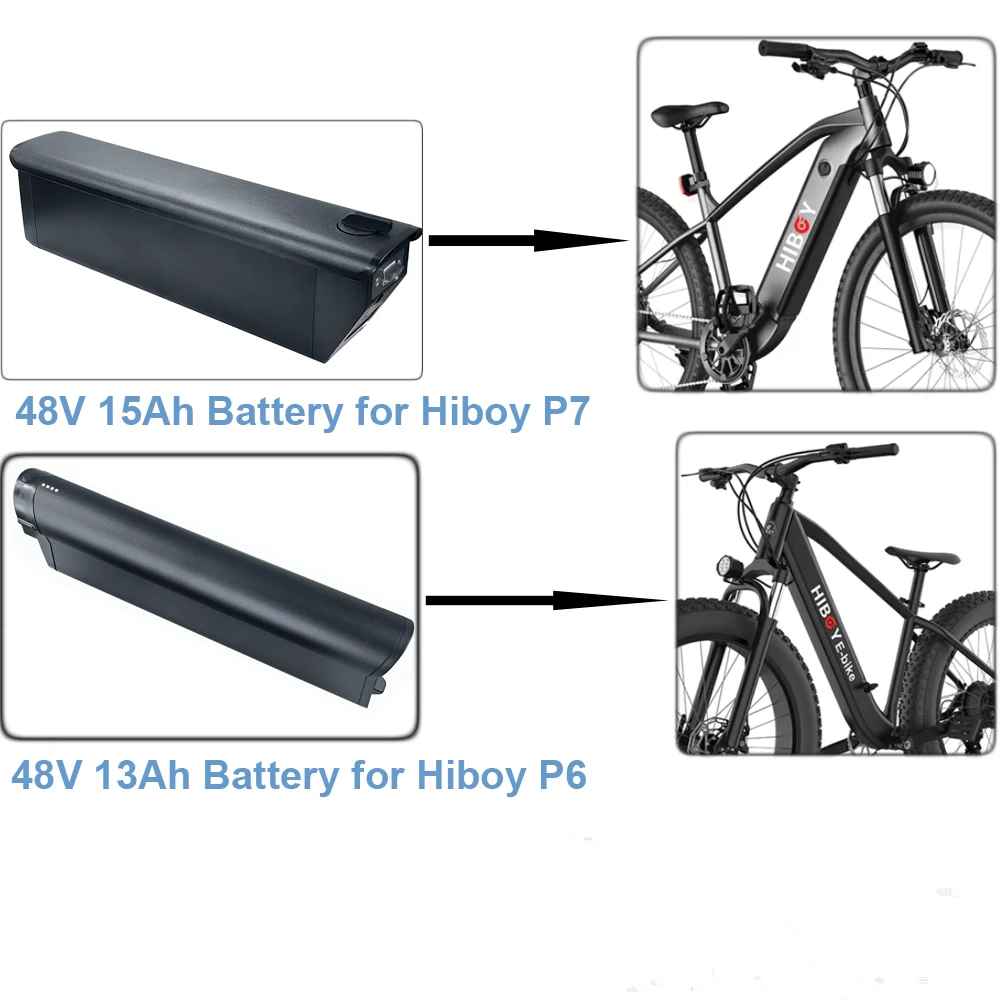 Hiboy P6 P7 Electric Fat Tire Bike Battery 48V 13Ah 14Ah Removable Ebike Lithium Battery with charger