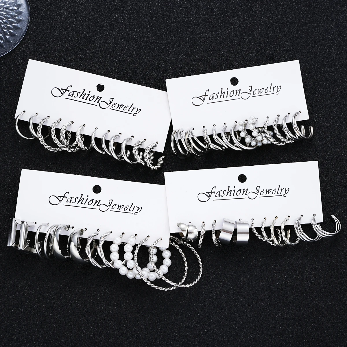 24 Pcs Fashion Vintage Hoop Earrings Set for Women Boho Metal Circle Geometric Twist Pearl Studs Earrings Trendy Jewelry Gifts
