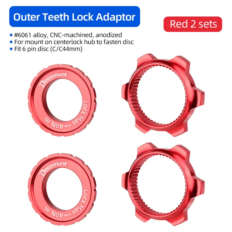 Deemount Fahrrad Centerlock zu 6-Loch Adapter-Nabe, Center Lock Konvertierung, 6-Loch Rotoradapter für MTB Rennrad Scheibenbremse DIY