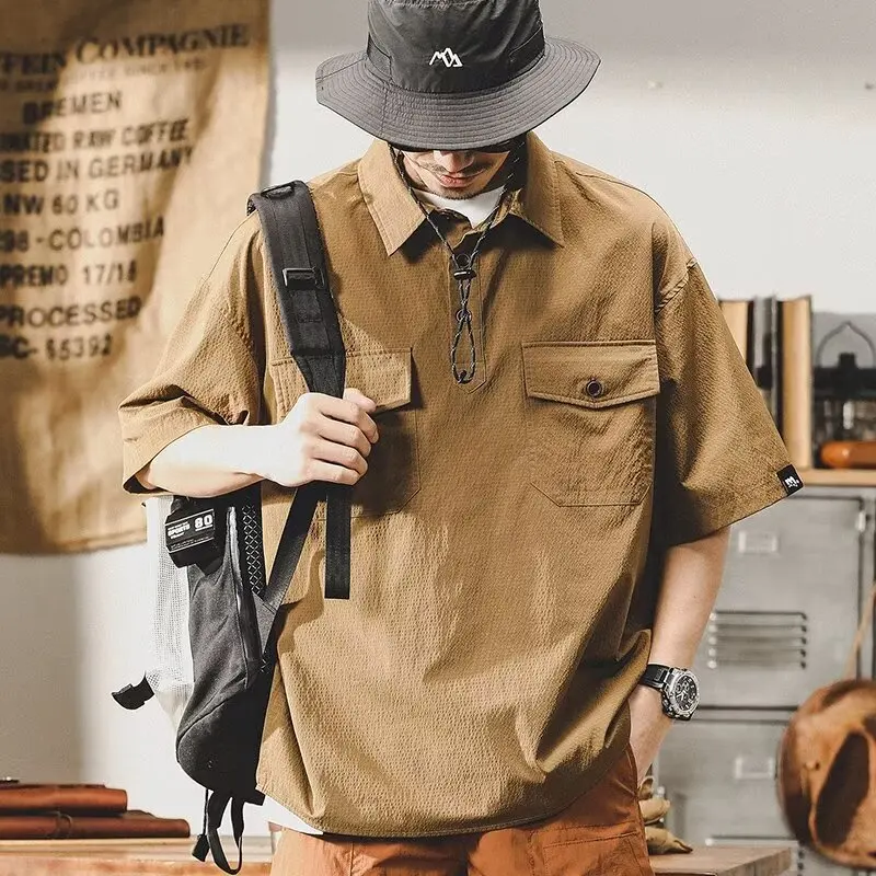 

Loose Fit Men's Short Sleeve Shirt Trendy Workwear Half Sleeve Shirt Comfortable Quick Dry Cool Feeling Summer New Arrival