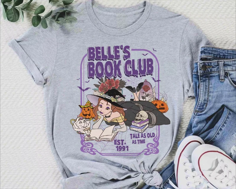 

MINISOBelle's Book Club Halloween T-shirt an ancient legend,and a vintage Beauty and the Beast T-shirt. Unisex cotton streetwear