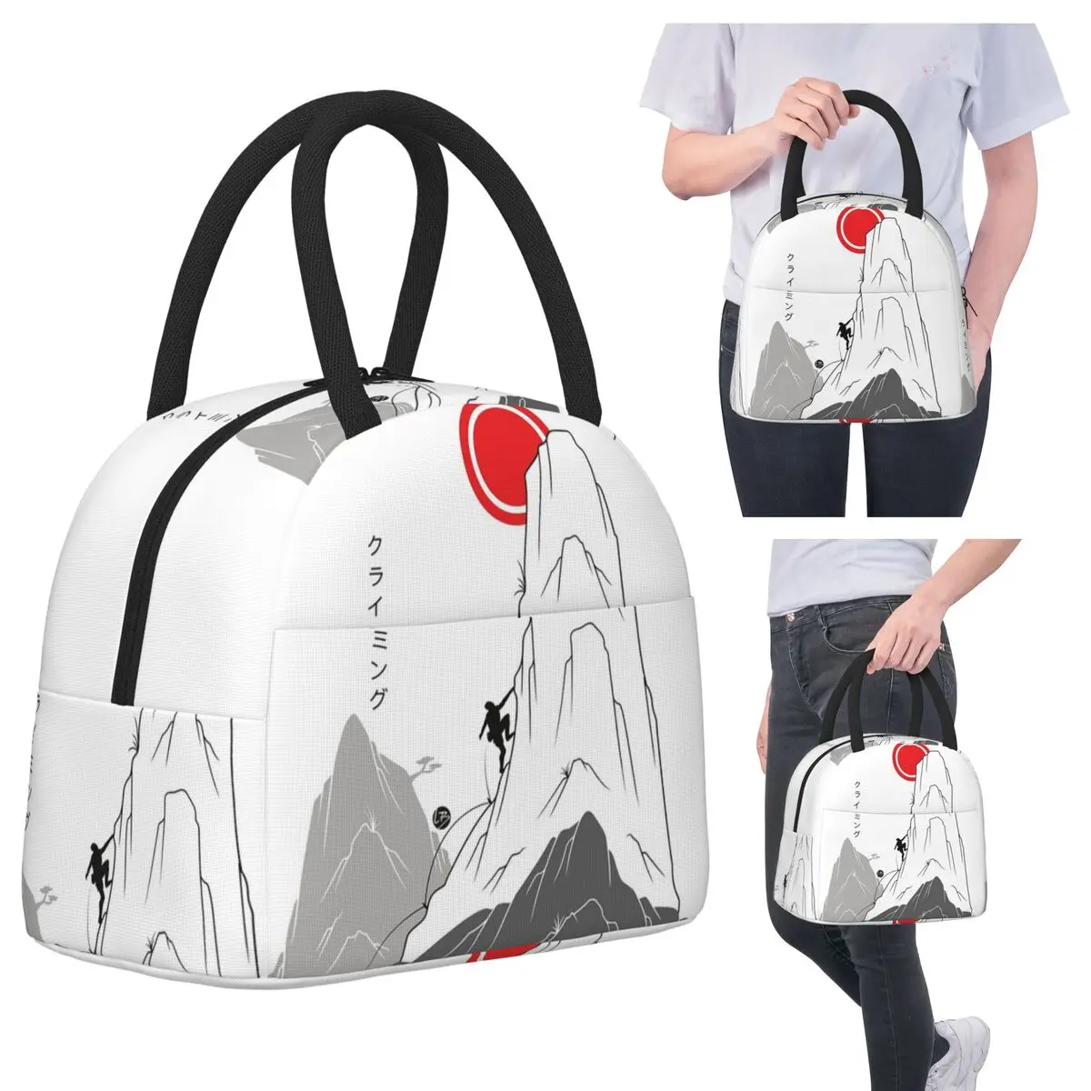

Climbing Towards The Sun Japanese Art Insulated Lunch Bag for Women Office Cooler Thermal Food Box Tote Portable Lunch Boxes