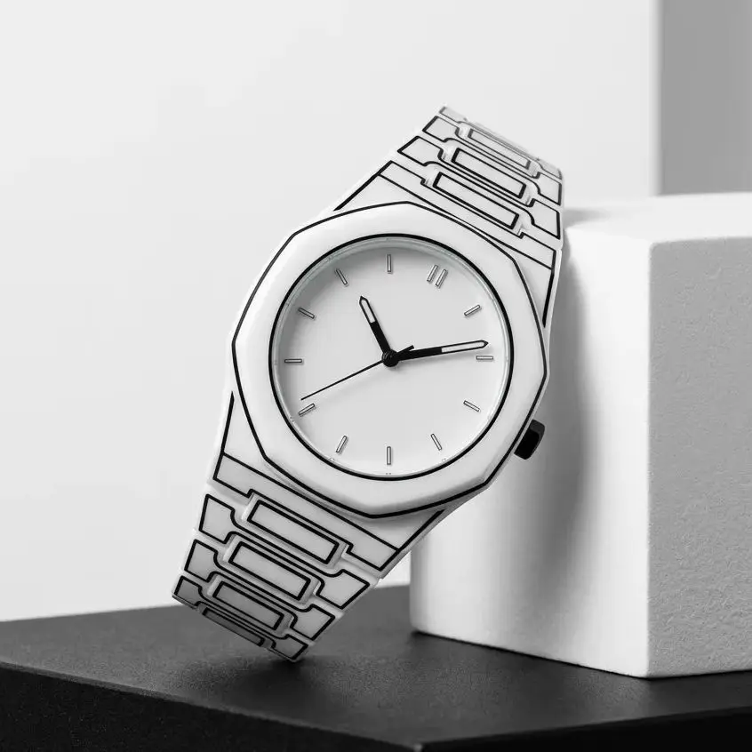 Rebirth Octagonal Comic-Style Watch, Two-Dimensional Line Art Quartz Watch, Simple Unisex Waterproof Watch for Both Men and Women