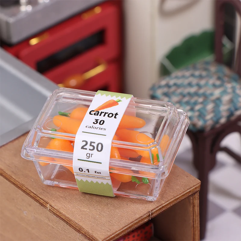1 Juego de modelo de frutas y verduras con caja transparente, Mini supermercado, casa de muñecas, decoración de comida simulada, accesorios para casa de muñecas