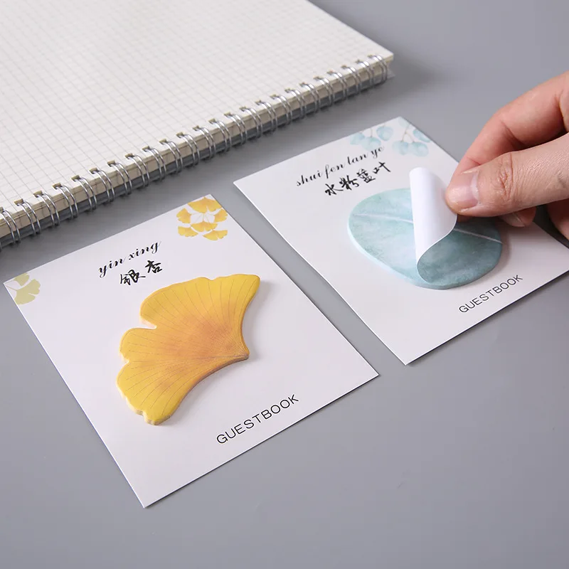 2 Pcs Leaf shape Sticky Notes Maple Leaf Ginkgo Self-stick Memo Note Memo Pad For School Classroom Office Notebook