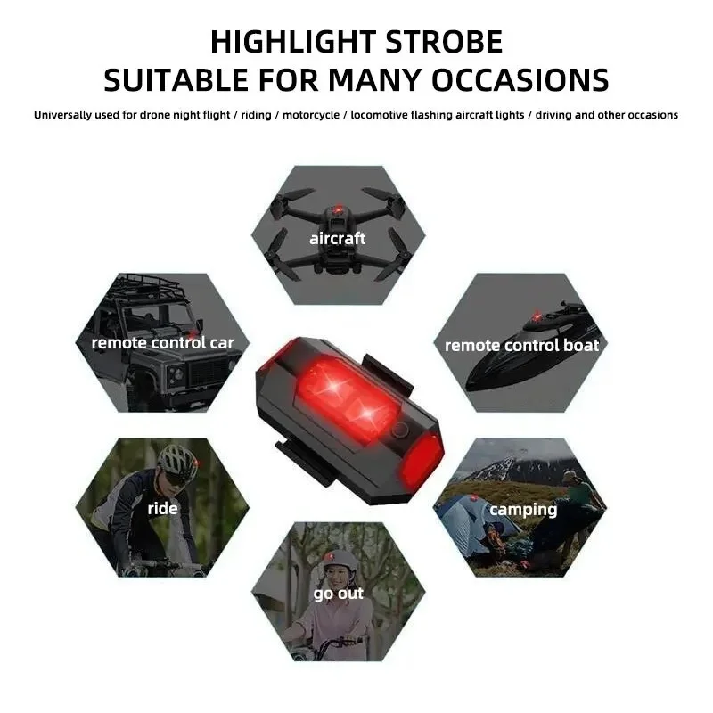 LED Strobe Safety Light for Motorcycle & Scooter – Mini Anti-Collision Turn Signal with 7-Color Drone Flashing gallery 2