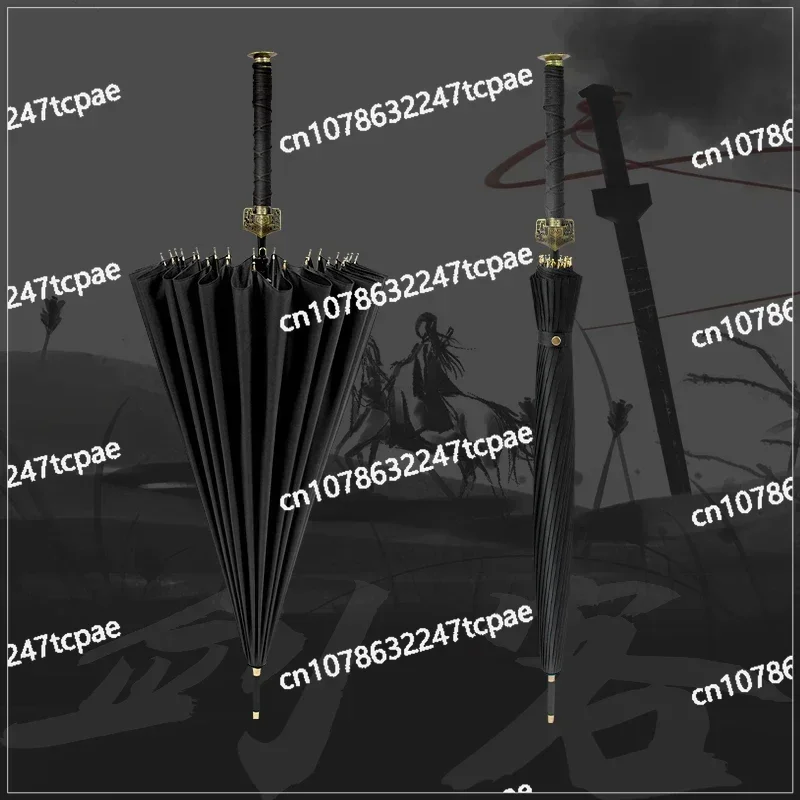 Creative Anime Katana Umbrellas Sun Protection Sword Umbrella Men's Chinese Style Long Handle Large Sunny Umbrella UV Protection