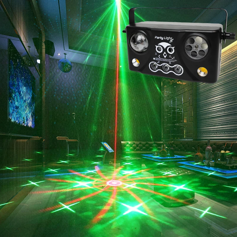 Latest 5 in 1 dj laser projector light remote control sound activated disco lamp rgb dj led light for party night club bar KTV