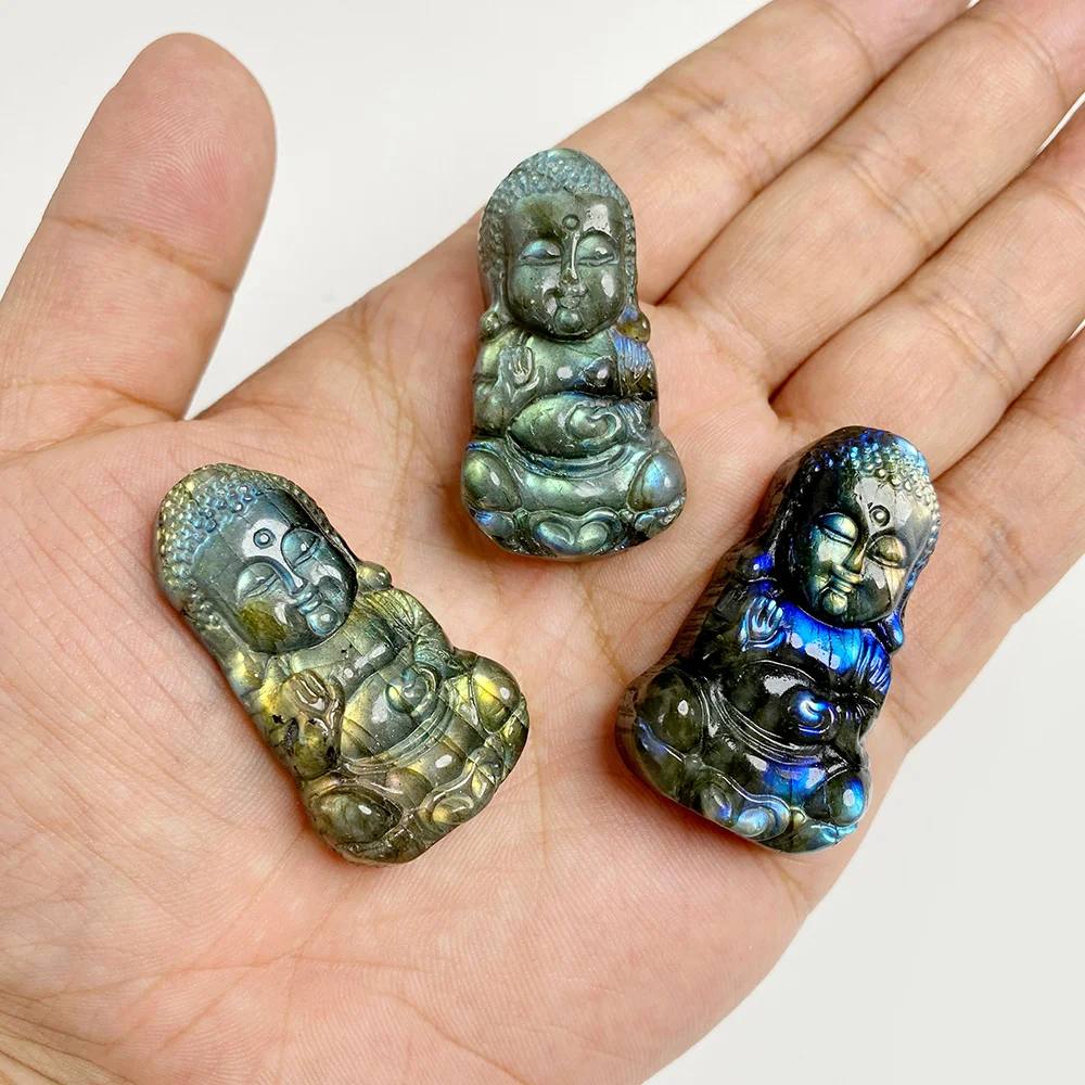 Flashy Labradorite Carving Stone Angel The Virgin Mary Fatima Buddha Mystical Delights Gorgeous Quartzs Gem Decor Creative Gift