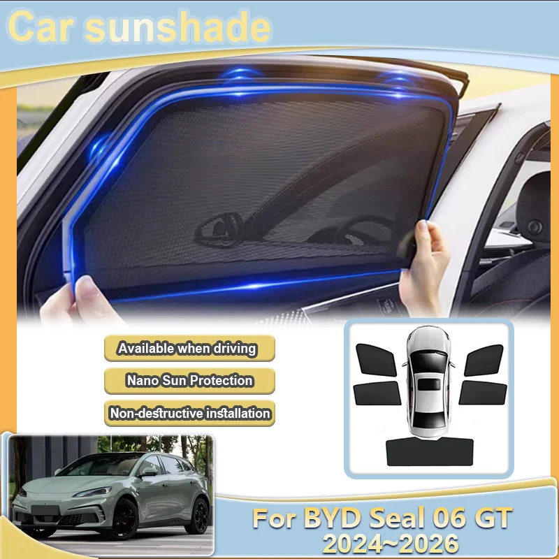 

Для BYD Seal 06 GT 2024 2025 2026: Сетчатые солнцезащитные шторки на лобовое стекло, светоблокирующие козырьки, аксессуары для автомобиля