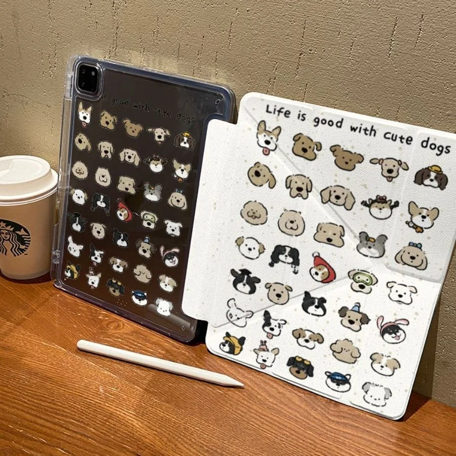 Dogs Print Y-Fold Flip Back Cover For iPad Air 11 Case iPad 10th 11th A16 9th Cover for iPad Pro 11 10.9in 13 M4 M5 2025
