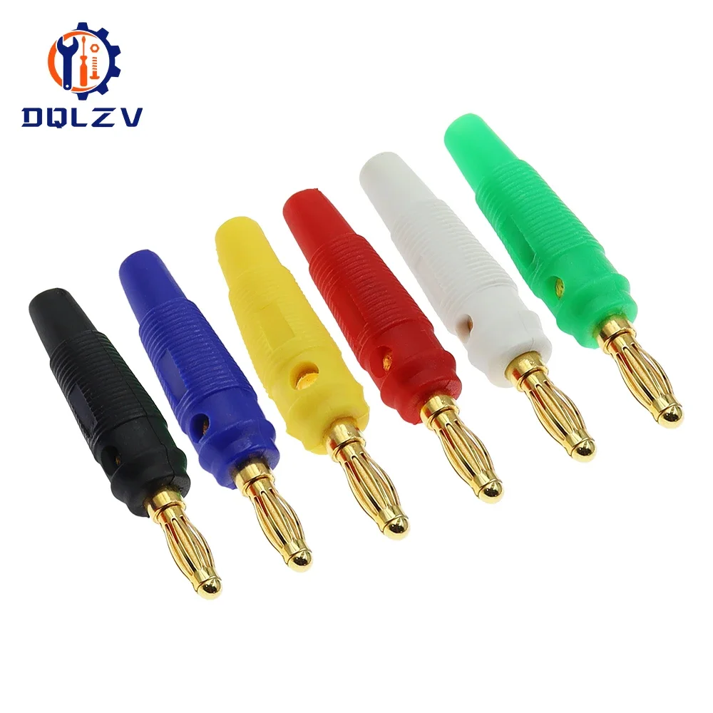 4mm Plugs Gold Plated Musical Speaker Cable Wire Pin Banana Plug Connectors Socket Red Black Blue Green Yellow