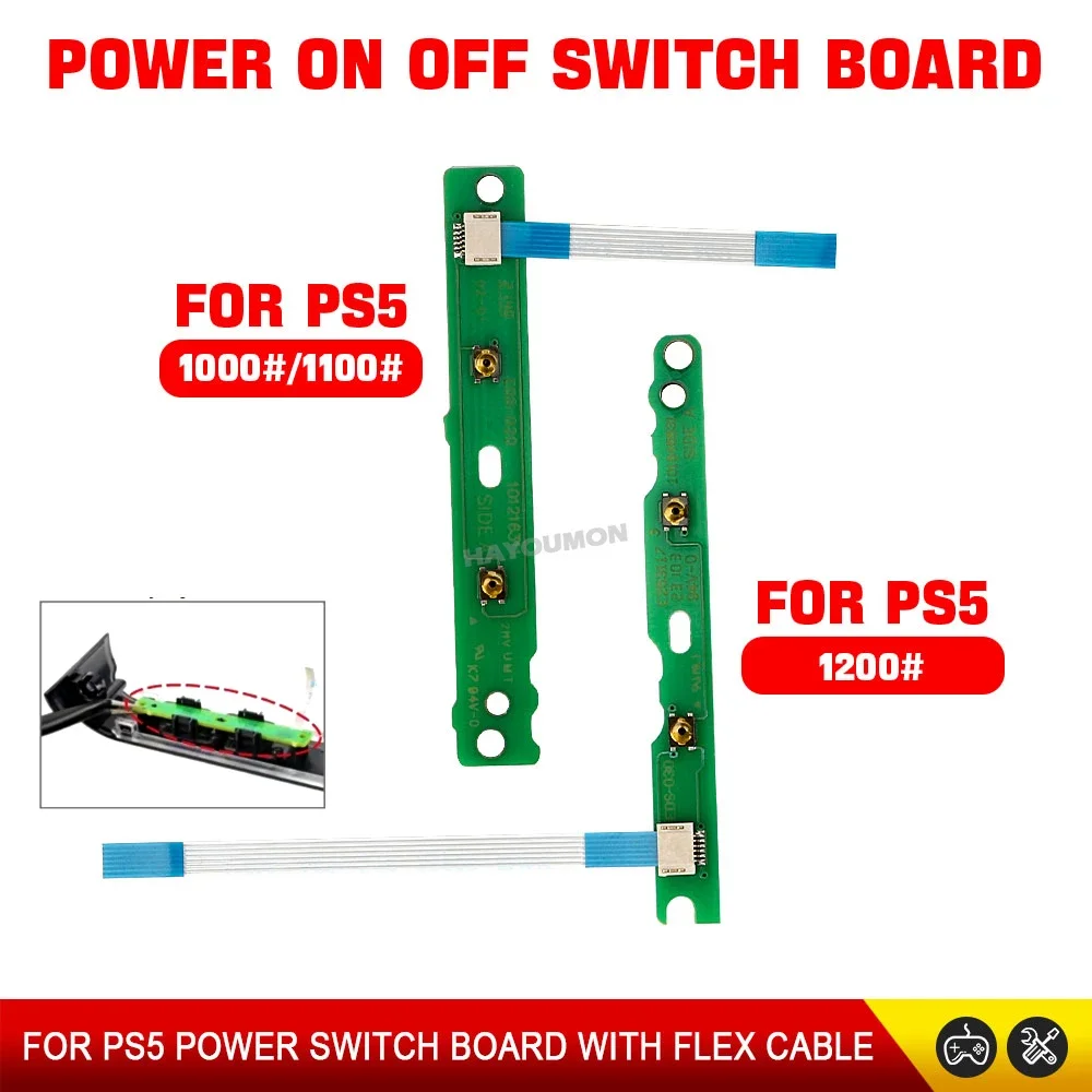 1PCS 10PCS 2in1 For PS5 1000/1100/1200 Console Power ON/OFF Switch Power Button PCB Board with Flex Cable