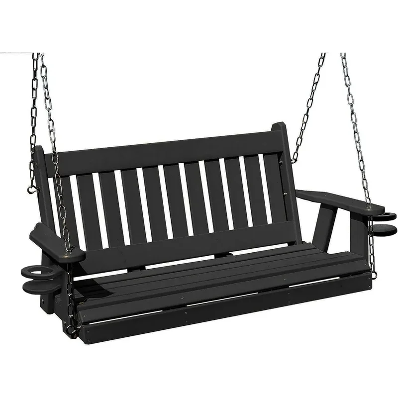 

5FT Poly Lumber Porch Swing with Cupholders HDPE Made in USA 1000 lbs Limit Craftsmanship