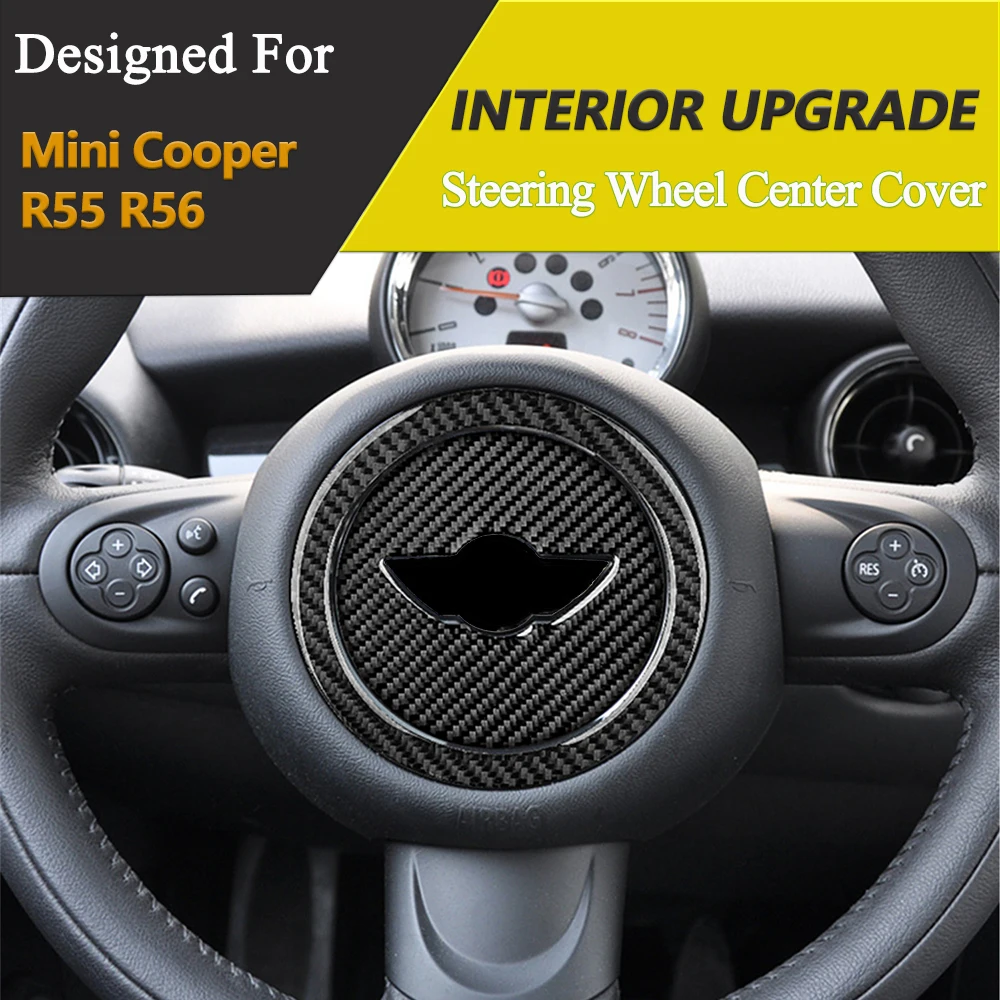 Steering Wheel Center Sticker Decorative Cover Trim for BMW Mini Cooper 2014-2024 Carbon Fiber Interior Accessories F55 F56