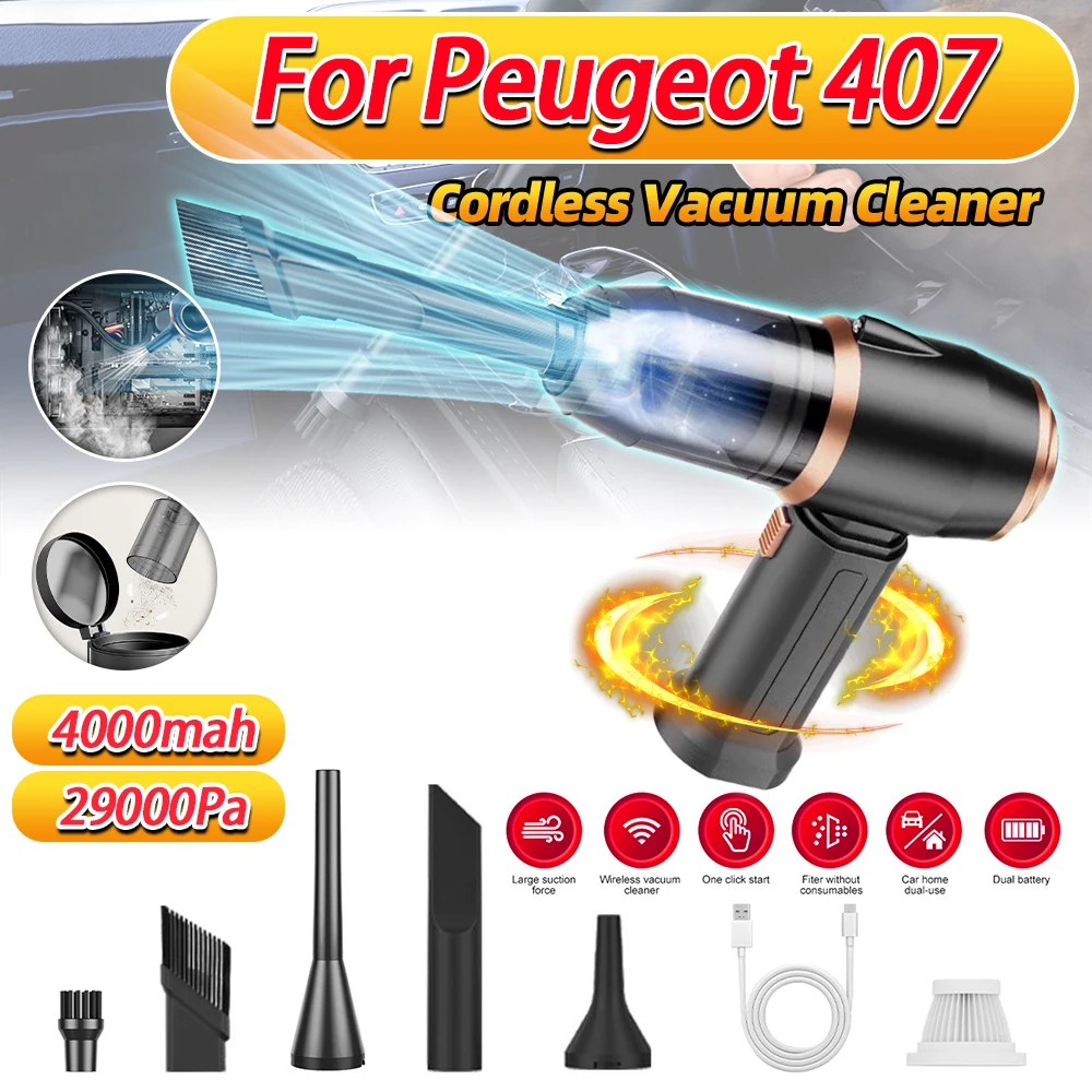 

29000PA Car Vacuum Cleaner 4000mAh Wireless Car Vacuum Cleaner Integrated Blowing And Suction Aspiradora 120W For Peugeot 407