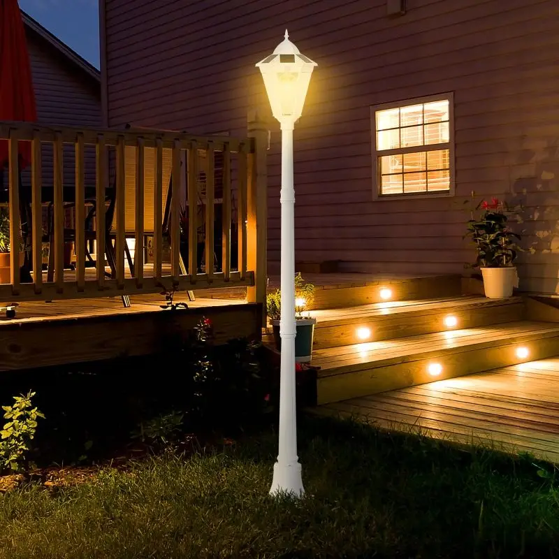 

For 77" Solar Lamp Post Light, Waterproof Aluminum Outdoor Vintage Street Lamp, Motion Activated Sensor PIR, Adjustable Brightne