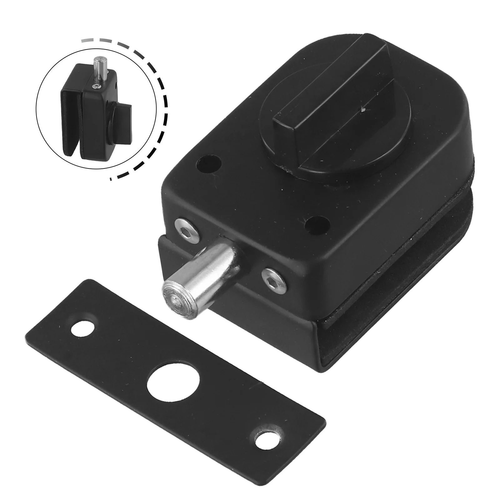 Black Glass Door for Lock Stainless Steel Non Punched Sliding Control for Lock Buckle for Double Door Bolt Sliding Door Ground