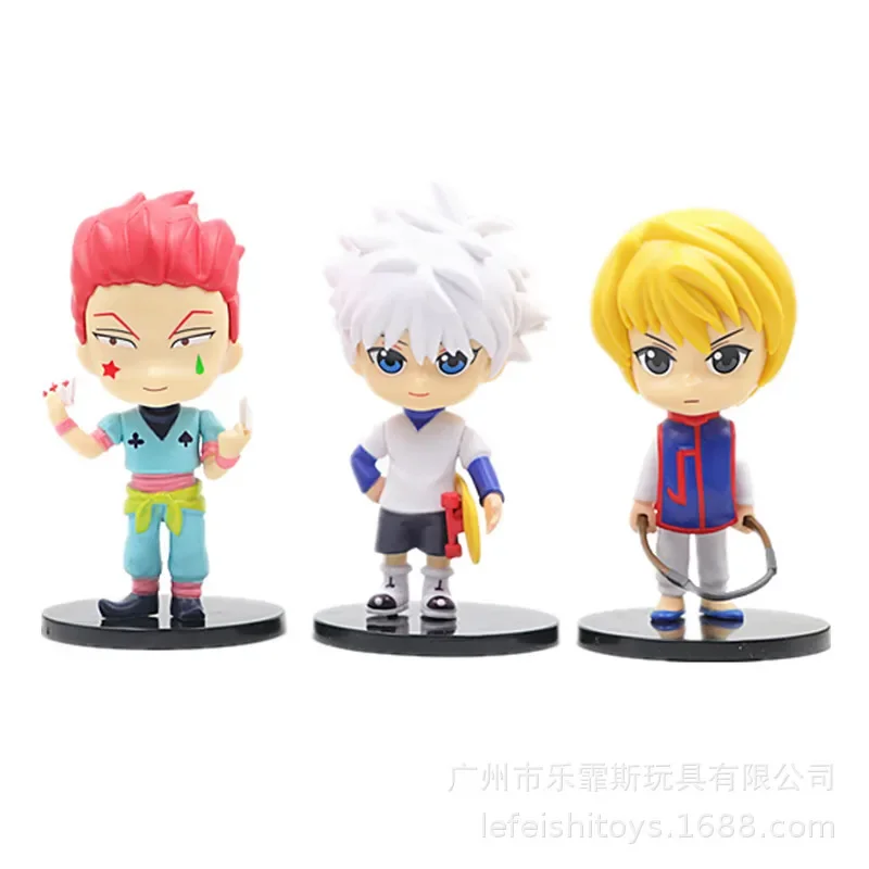 6 pçs/set Anime HUNTERxHUNTER Killua GON Q Versão postura de pé Figura de ação PVC Modelo Torcido Ovo Brinquedos Boneca Decoração de mesa Presente