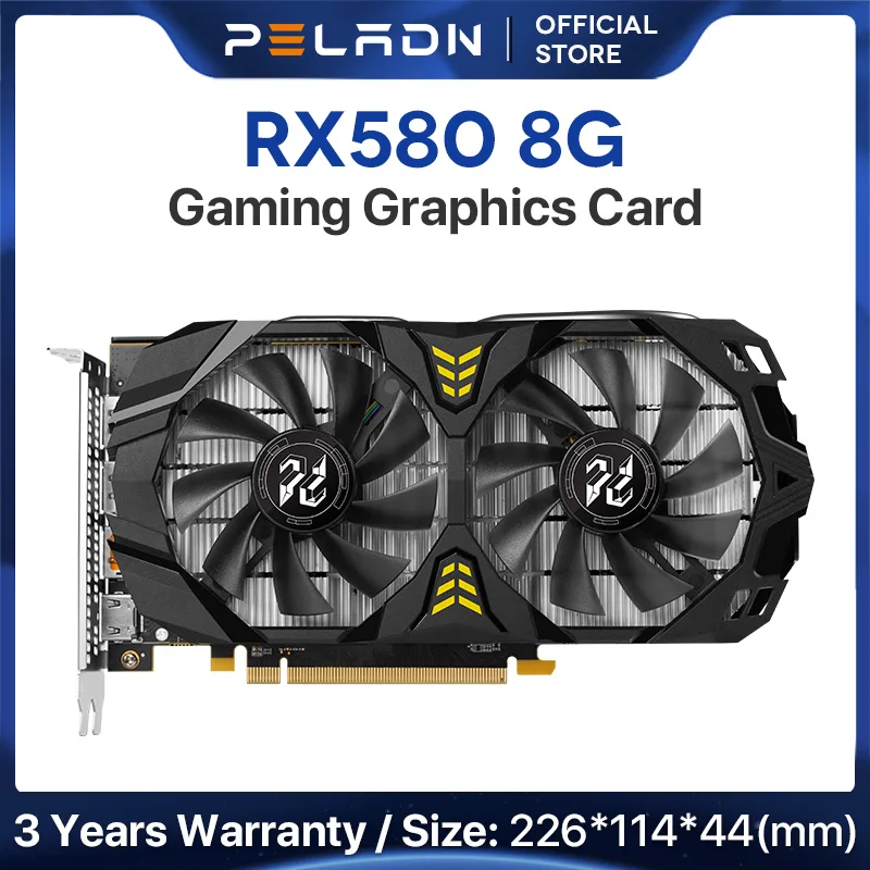 PELADN 100% Mới Card Đồ Họa AMD RX 580 8GB GDDR5 GPU Khai Thác Mỏ Video Thẻ RX580 8G 2048SP Máy Tính chơi Game Bảo Hành