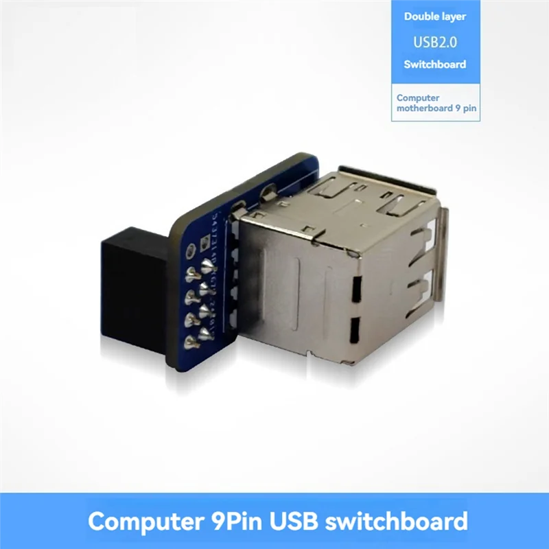 A76F-9Pin USB To USB 2.0 Adapter Expansion Board Motherboard 9Pin To 2 Ports USB Converter USB2.0 9Pin To A Female Extender