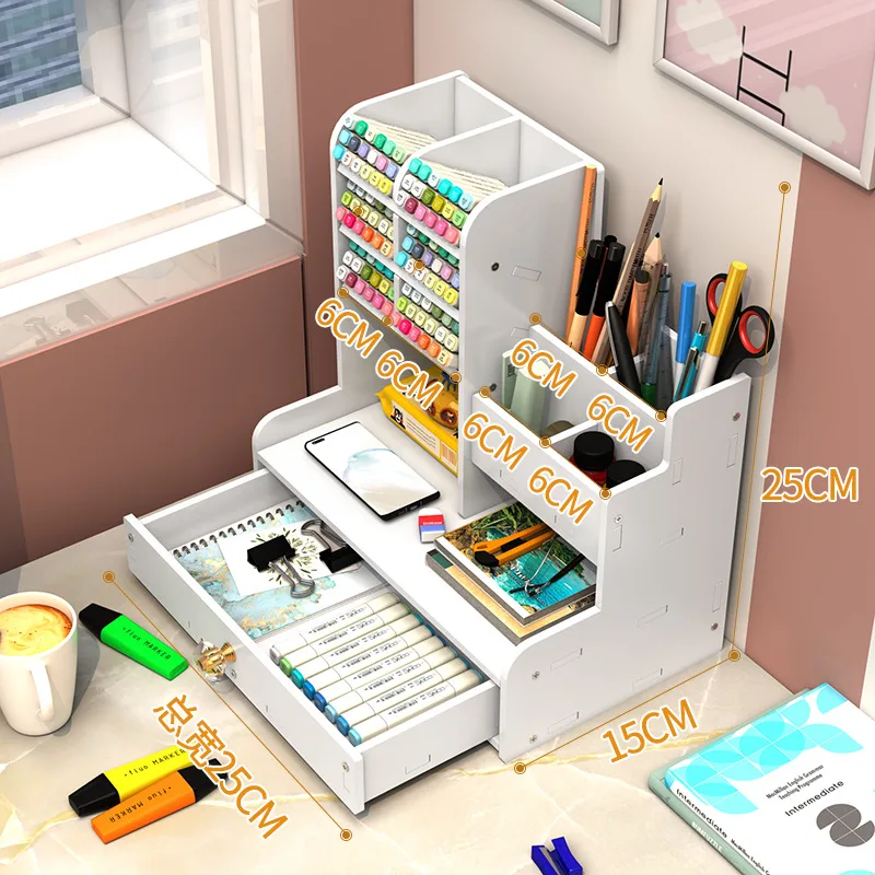 Grande Capacidade Desktop Storage Box, DIY Pen Holder, Escritório Papelaria Box, Student Storage Cabinet