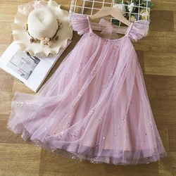 Summer Girls' Princess Dress Cute Mesh Fluffy Skirt for Children Sleeveless Knee-Length A-LINE flower girl dresses for weddings