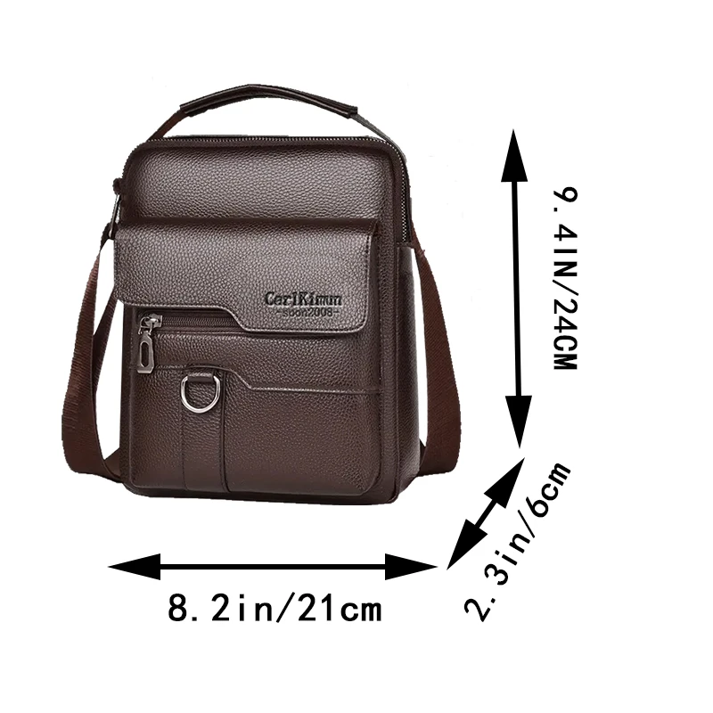 Men's Single-Shoulder Crossbody Bag Is Suitable for Business Travel and Can Be Carried by Hand Made of Pu Material.