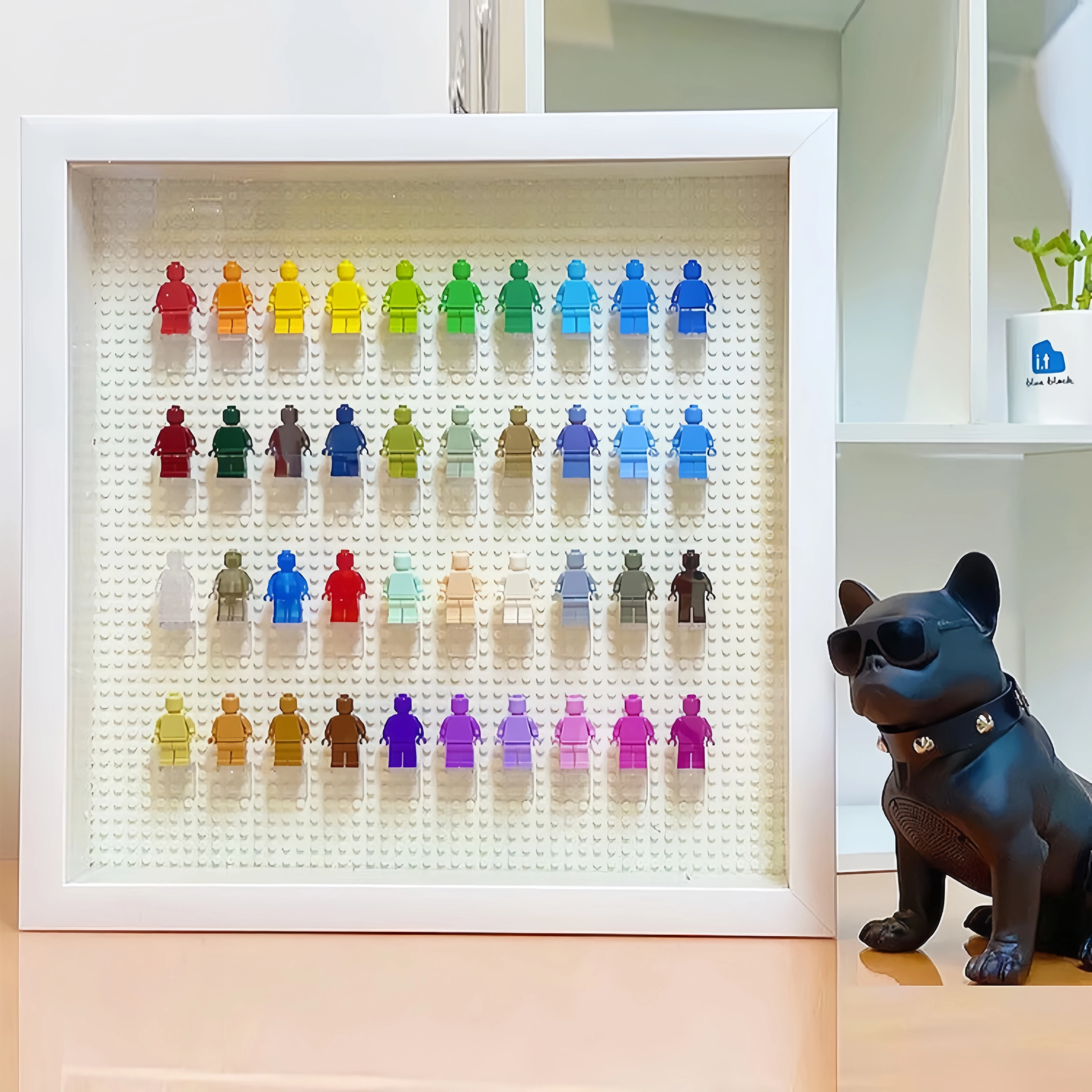Houten minifiguur display frame, stofdichte opbergdoos, wandmontage & bureau, 28 vakjes, minifiguur verzamelaar displaykast